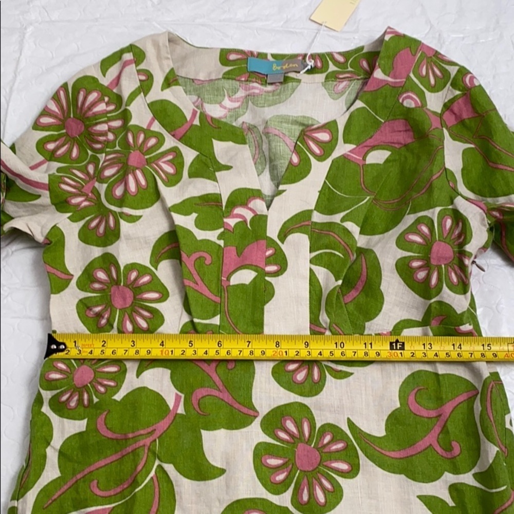 Boden fennel flower multicolor green pink cream linen dress 6 - Picture 9 of 13